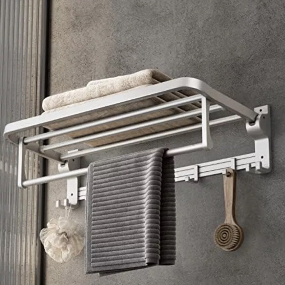 Bathroom Towel Rack in Silver - Picture 2 of 9